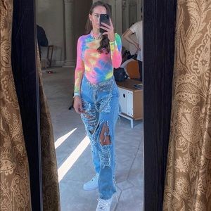 colourful tie dye bodysuit